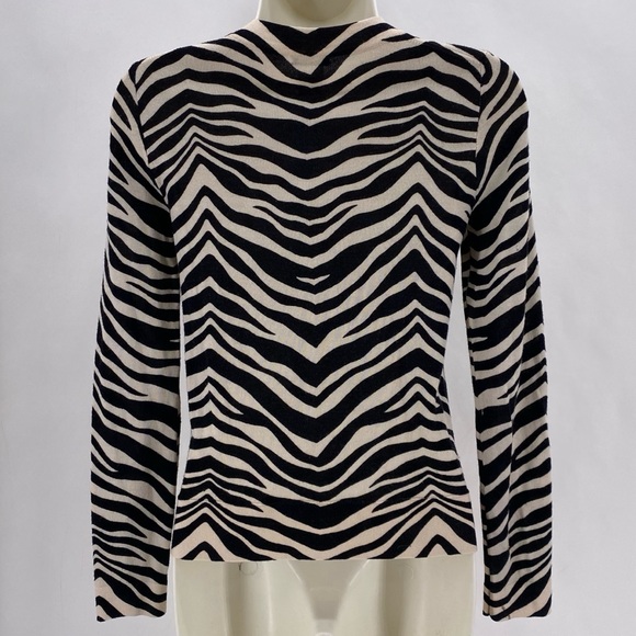 J. Crew black & white wool zebra print cardigan - Picture 2 of 11